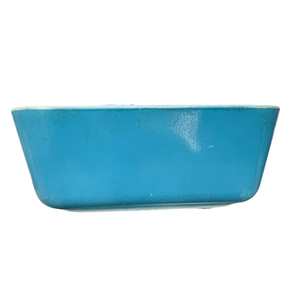 Vintage Pyrex 0502 Turquoise Blue Refrigerator Dish 1.5 Cup‎ Milk Glass Ovenware